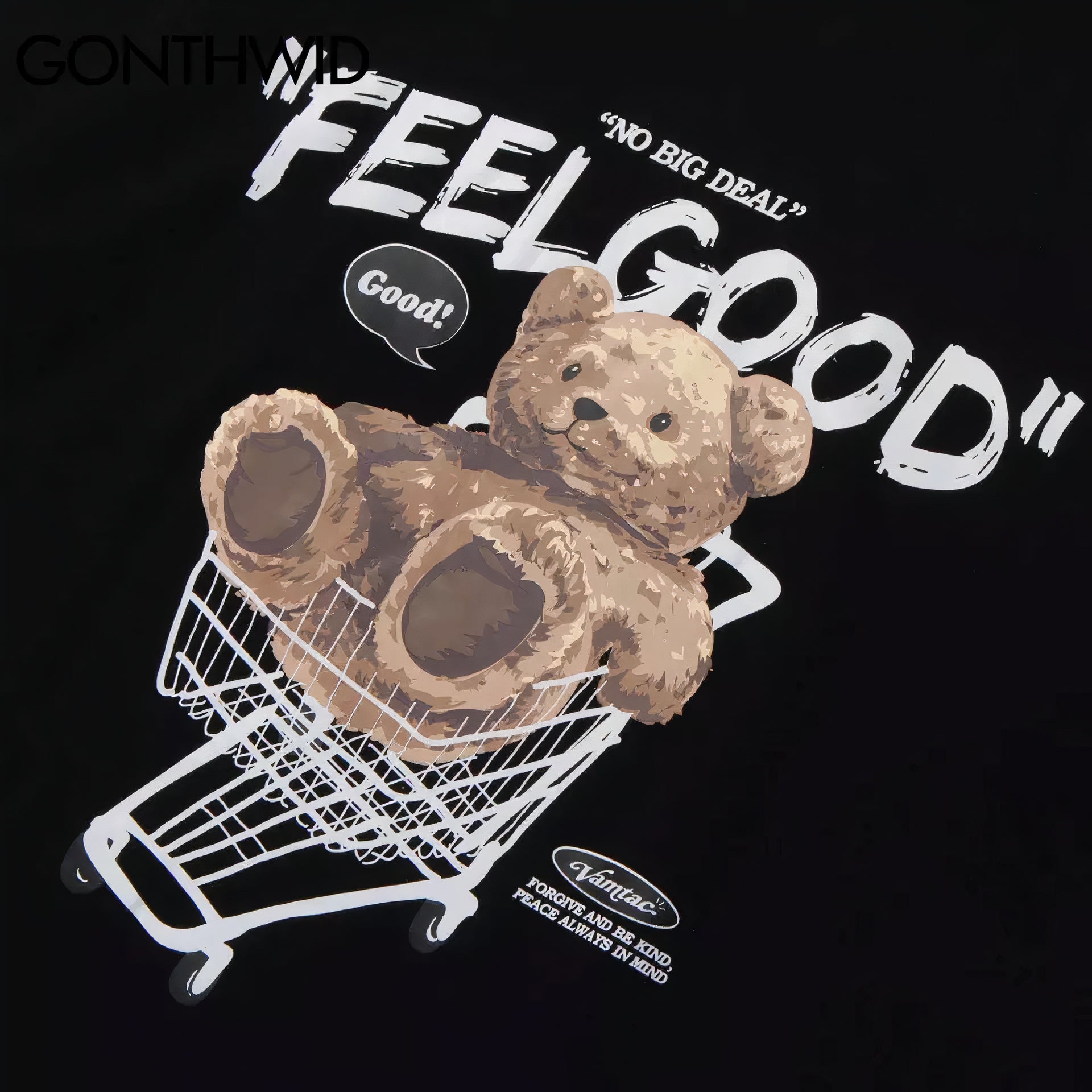 Black 'Feel Good' Teddy Tee