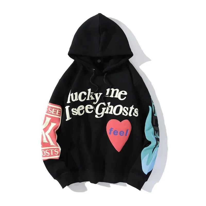 'Lucky Me I See Ghosts' Black Hoodie