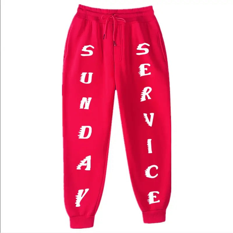 'Sunday Service' Sweatpants - Red